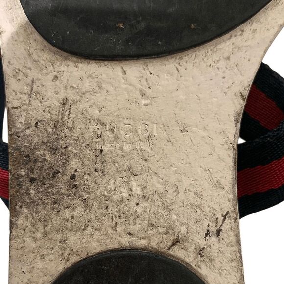 Gucci GG Web Stripe Thong Sandals EU 36.5 US 6.5 White Flip Flop Slide Flat Heel - Picture 10 of 11